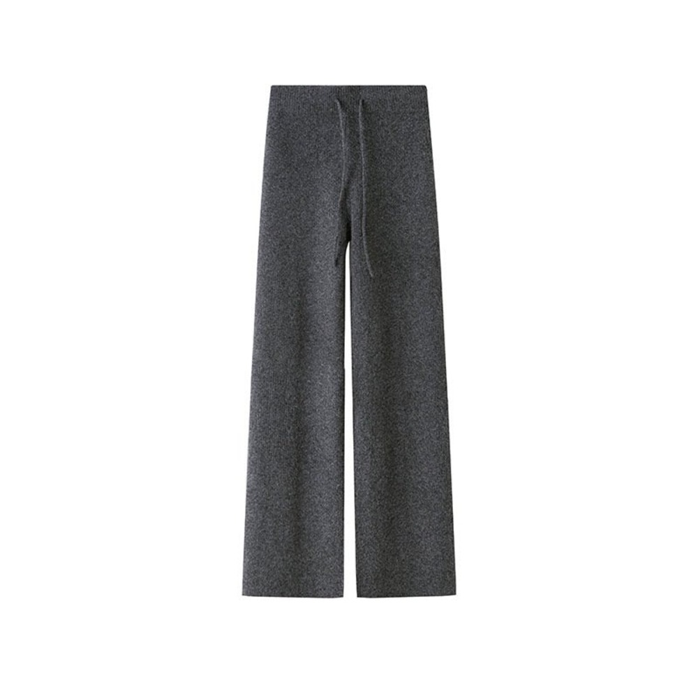 Sweet Chilling Dark Grey Wool Blend Wide Leg Knit Lounge Pants Drawstring Sz M